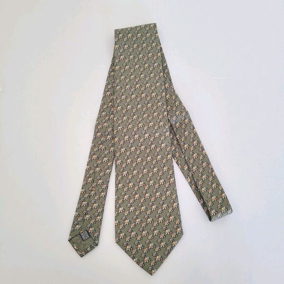 Hunting World Safari Men's Neck Tie Necktie Designer Silk Green Elephant New - Picture 1 of 5